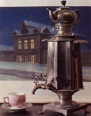 Vase-shaped samovar "Polyhedrom". Mid-19th cent.